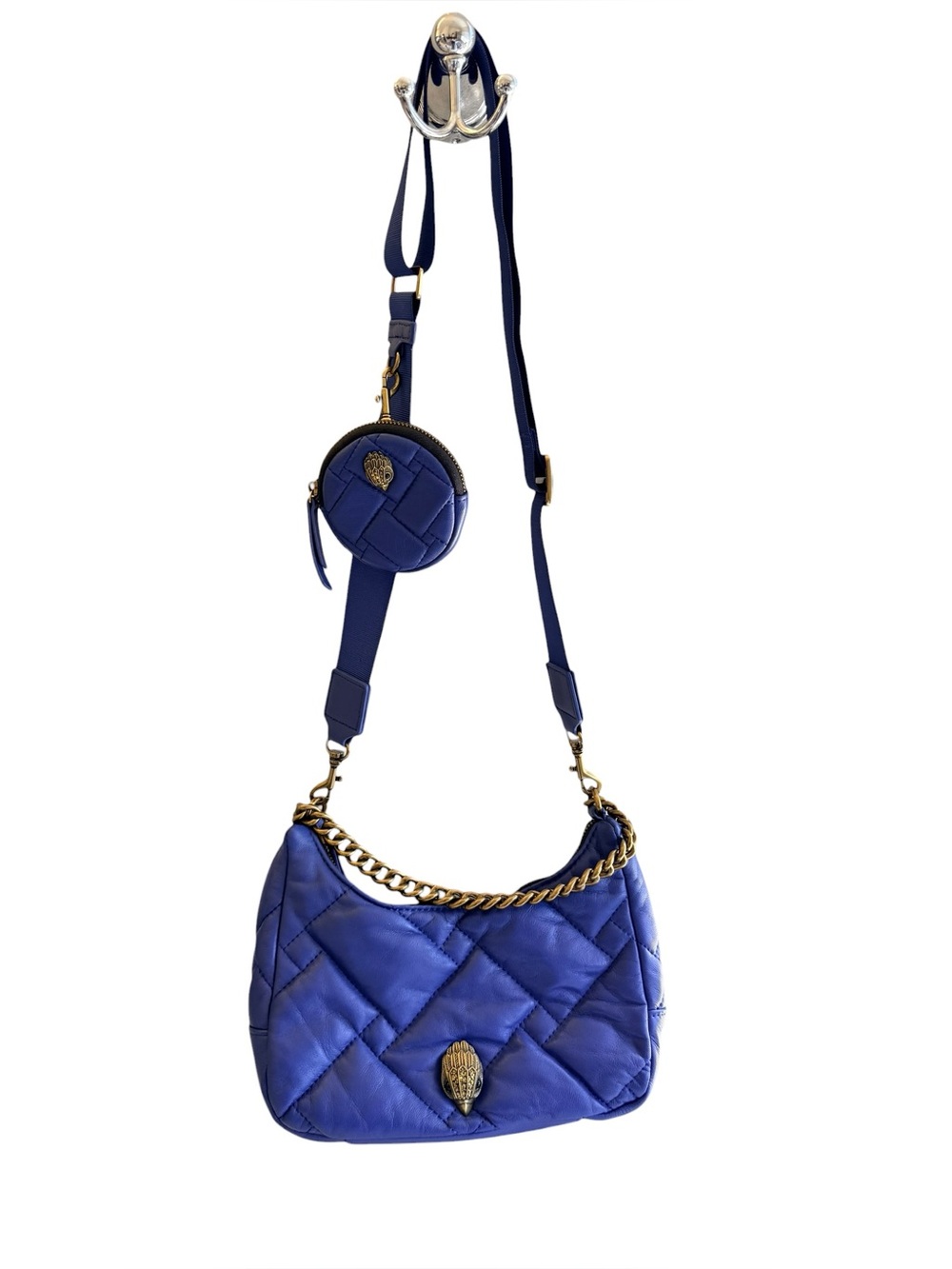 Kurt Geiger Blue Leather Cross Body 
Purse with Coin Purse